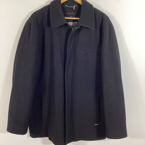 Calvin Klein Mens Jacket Coat Wool Blend Black Medium Minimalist Classic Fall - Picture 1 of 12
